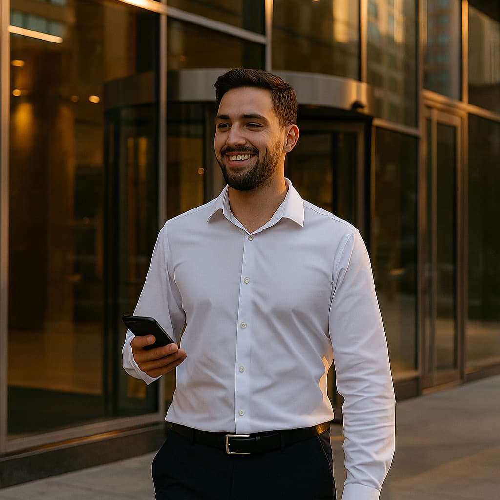 Profissional a caminho do trabalho