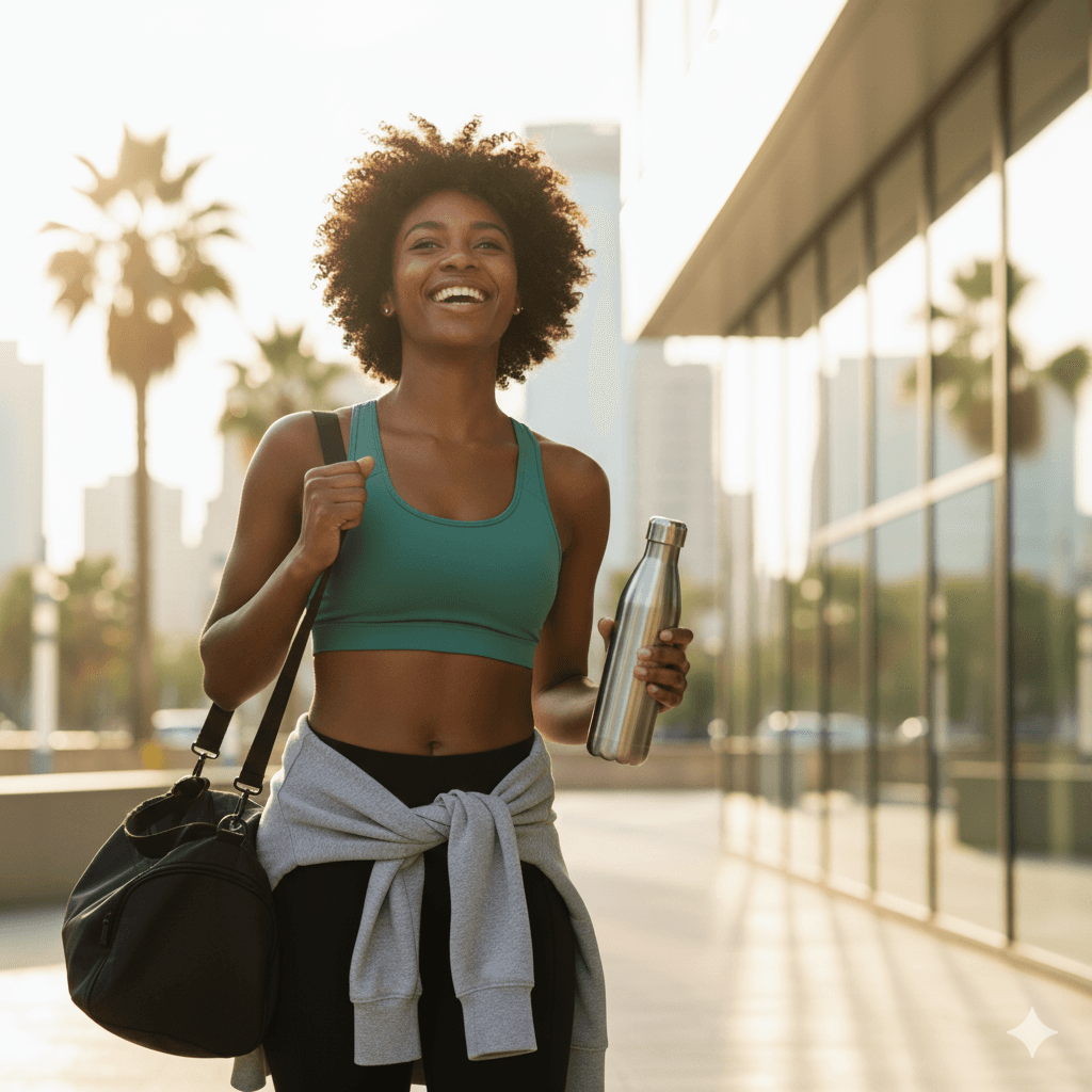 Mulher atlética após exercícios